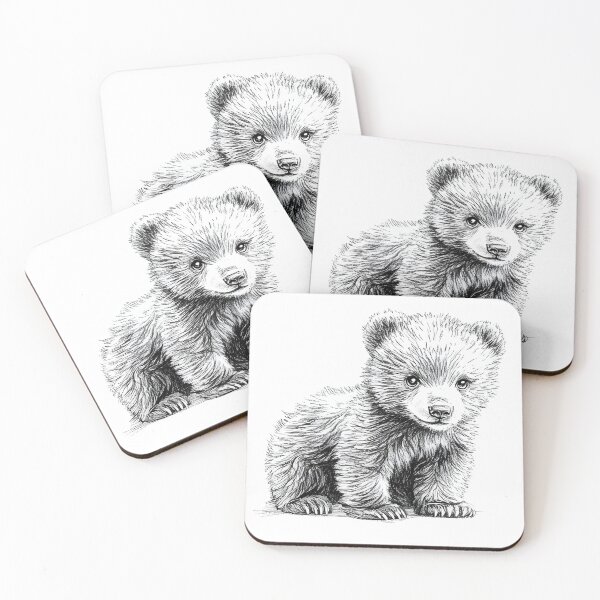 Item preview, Black and White bear cub pencil drawing designed and sold by Pencil-Art.