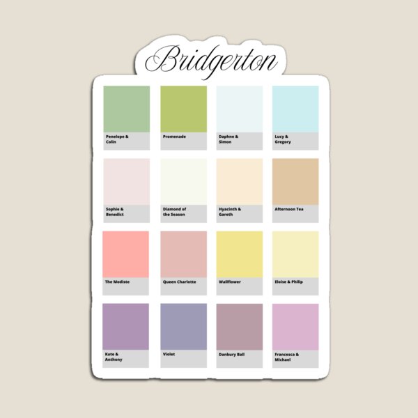 Aperçu de l'œuvre Impression numérique couleur Pantone inspirée de la série Bridgerton créée et vendue par pandagirlpro.