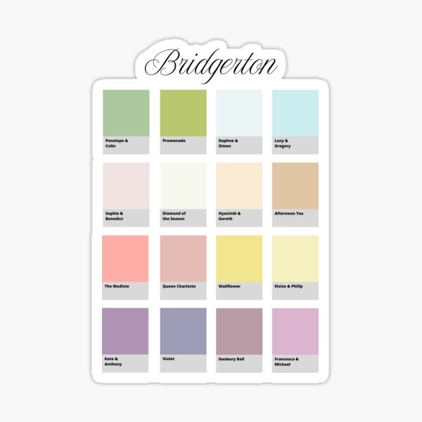 Aperçu de l'œuvre Impression numérique couleur Pantone inspirée de la série Bridgerton créée et vendue par pandagirlpro.