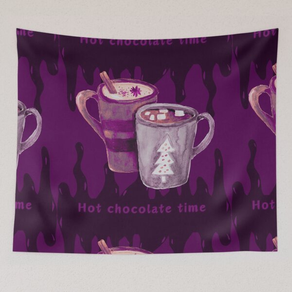 Item preview, Hot chocolate time, purple and pink mugs design designed and sold by Stefrait-7.