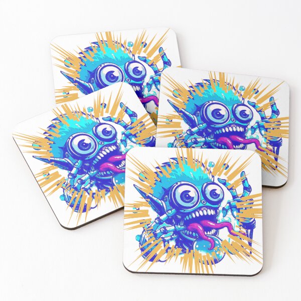 Item preview, Blue Monster with Yellow Stripes and Big Eyes, Fun and Colorful Design designed and sold by AstronautMerch.
