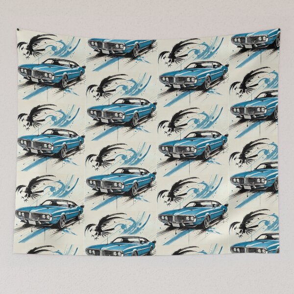 Item preview, 1971 Classic Thunderbird Fanart w Graffiti (Blue) designed and sold by Peterson Designs.