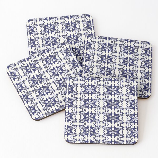 Item preview, Symmetrical floral pattern in navy and white designed and sold by ppnat2595.