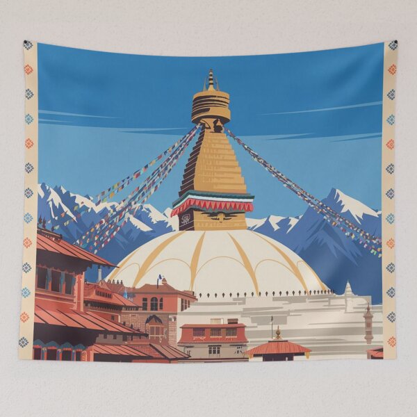 Item preview, Póster de viaje vintage de Katmandú designed and sold by TravelerRat.
