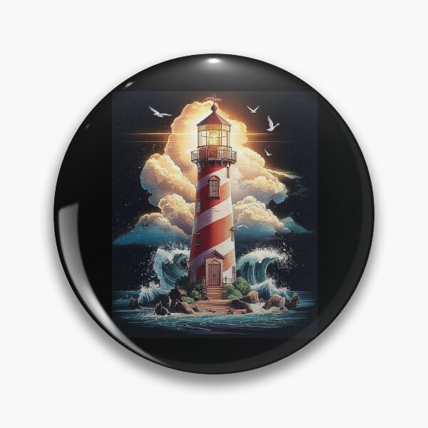 Item preview, Majestic Lighthouse Amid Ocean Waves - Nautical Art Design designed and sold by love3617.