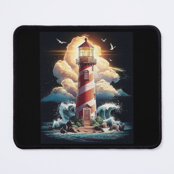 Item preview, Majestic Lighthouse Amid Ocean Waves - Nautical Art Design designed and sold by love3617.