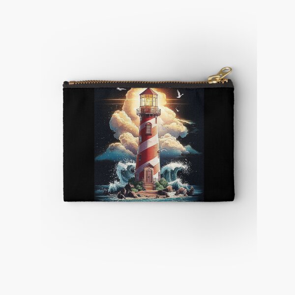 Item preview, Majestic Lighthouse Amid Ocean Waves - Nautical Art Design designed and sold by love3617.
