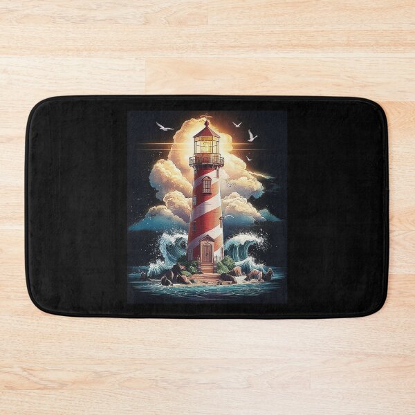 Item preview, Majestic Lighthouse Amid Ocean Waves - Nautical Art Design designed and sold by love3617.