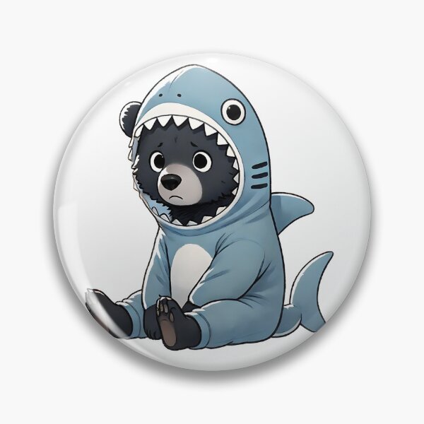 Item preview, Black bear wearing a shark costume  designed and sold by MellowPeach.