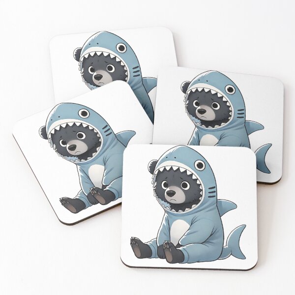 Item preview, Black bear wearing a shark costume  designed and sold by MellowPeach.