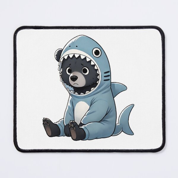 Item preview, Black bear wearing a shark costume designed and sold by MellowPeach.