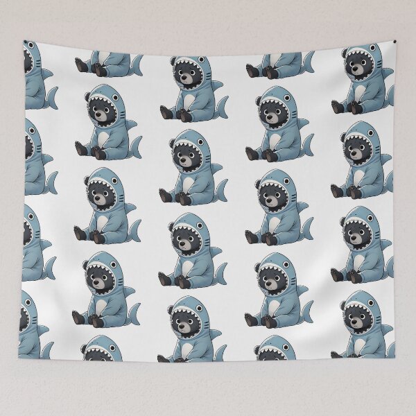 Item preview, Black bear wearing a shark costume  designed and sold by MellowPeach.