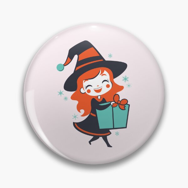 Item preview, Christmas Holiday Witch Cartoon Illustration – Festive Holiday Magic designed and sold by Mabel's Labels.