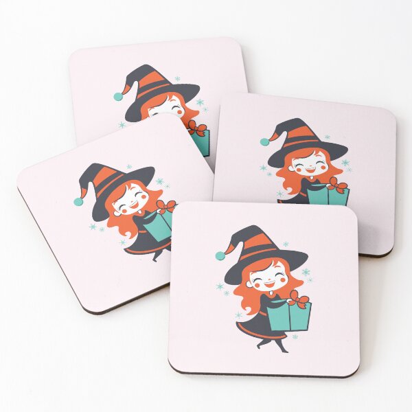 Item preview, Christmas Holiday Witch Cartoon Illustration – Festive Holiday Magic designed and sold by Mabel's Labels.