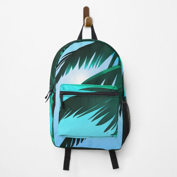 Item preview, Retro Moon and Palm Trees Seafoam Green Cyan Dark Green AI Art designed and sold by Beachy.