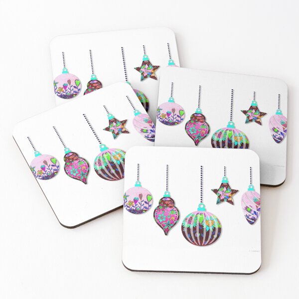 Item preview, Garden Christmas 3 Pink Ornaments Art designed and sold by Sharon Cummings Art.