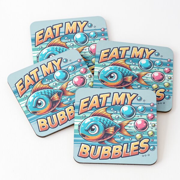 Item preview, Small and fast fish with the phrase eat my bubbles designed and sold by Maira Guerrero.