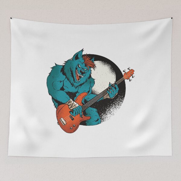 Item preview, Rocking Blue Werewolf with Guitar designed and sold by TurtleDojo.