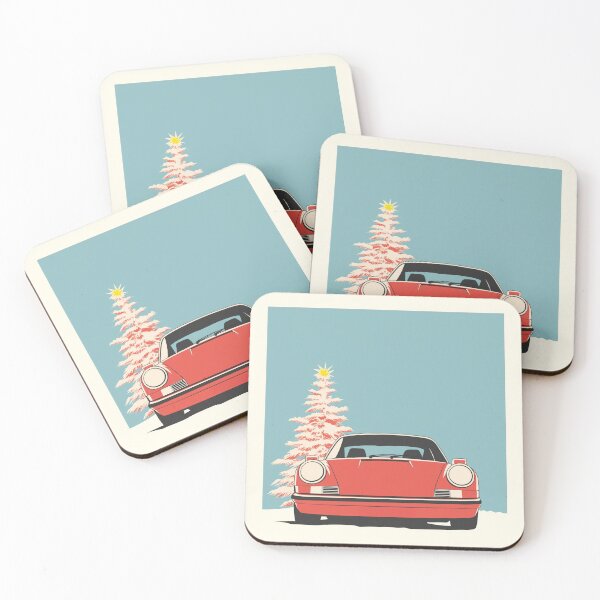 Artikelvorschau, Vintage rot Porsche 911 964 Weihnachtsbaum Abbildung entworfen und verkauft von blackdogshop.