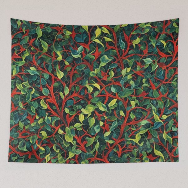 Item preview, Abstract Red and Green Holiday Leaves Pattern designed and sold by calibrit.