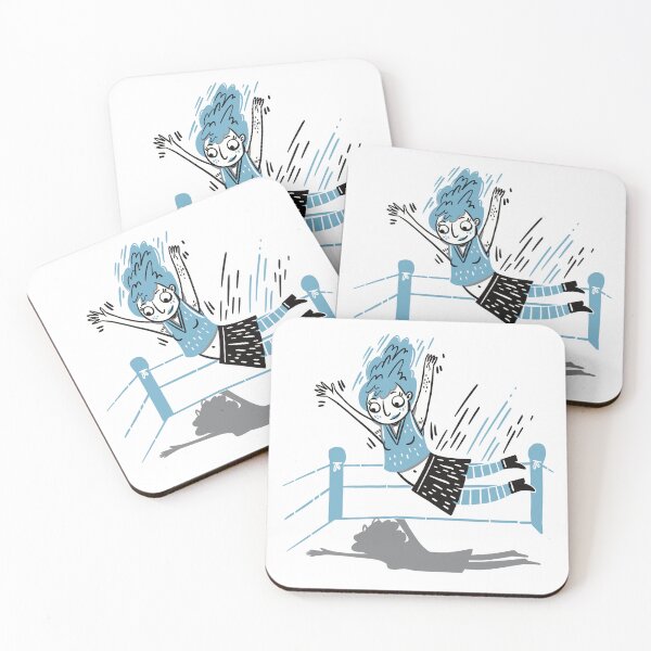 Item preview, Blue woman flying from the edge of the wrestling ring designed and sold by jasmineberry.