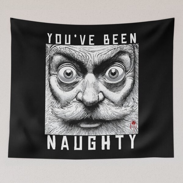 Item preview, youve been naughty 1 - black and white christmas horror manga anime santa designed and sold by ForsakenFrames.