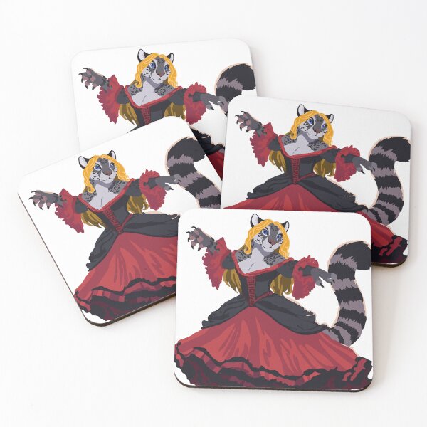 Item preview, Mountain Jaguar In Elegant  Red & Black Dress designed and sold by KlakkDrawsStuff.
