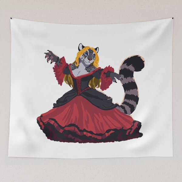 Item preview, Mountain Jaguar In Elegant  Red & Black Dress designed and sold by KlakkDrawsStuff.