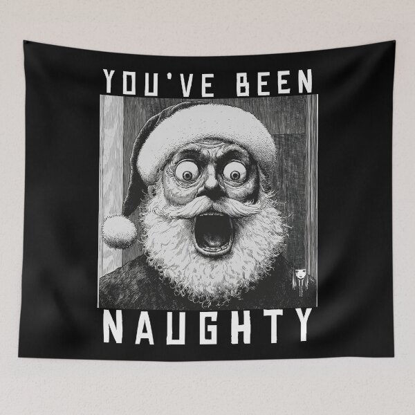 Item preview, youve been naughty 2 - black and white christmas horror manga anime santa designed and sold by ForsakenFrames.