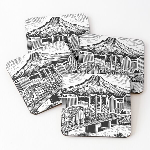 Item preview, Woodblock art of Portland, Oregon designed and sold by CreatedMuse.