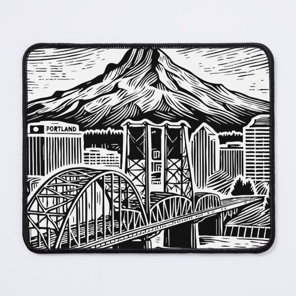 Item preview, Woodblock art of Portland, Oregon designed and sold by CreatedMuse.