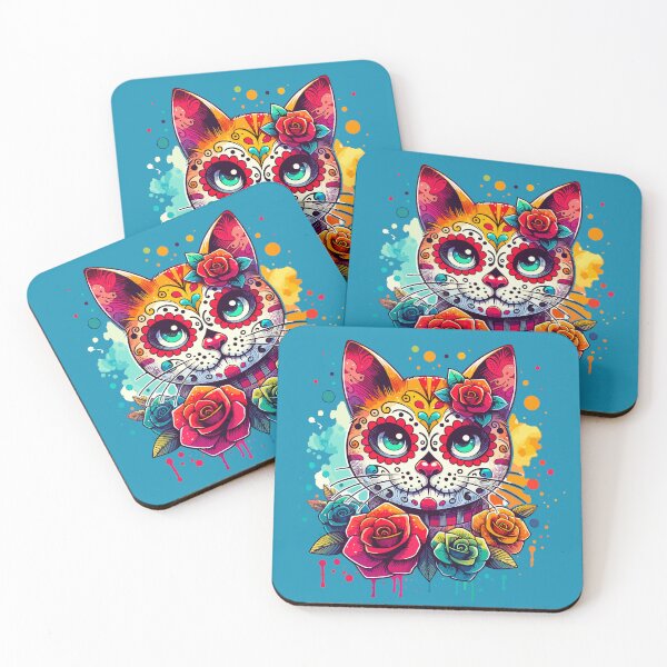 Item preview, Dia De Los Muertos Sugar skull Cat designed and sold by RayCrimson.