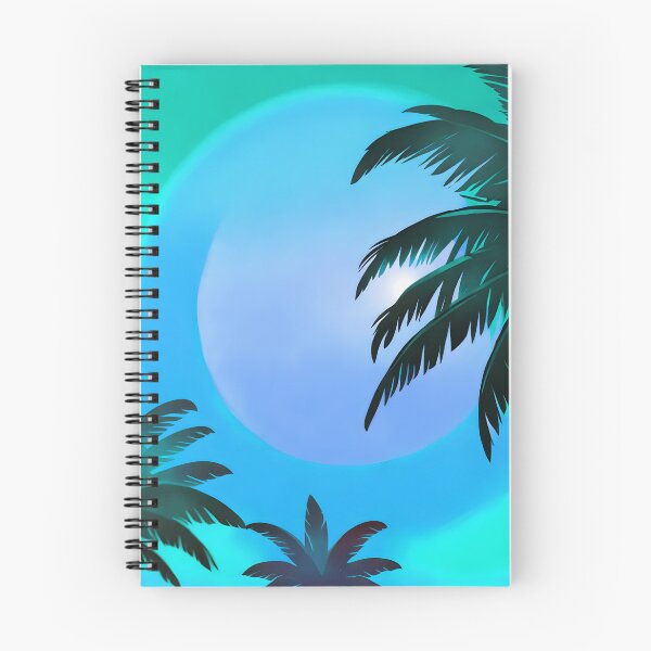 Item preview, Retro Moon and Palm Trees Cyan Turquoise Beach Style AI Art designed and sold by Beachy.