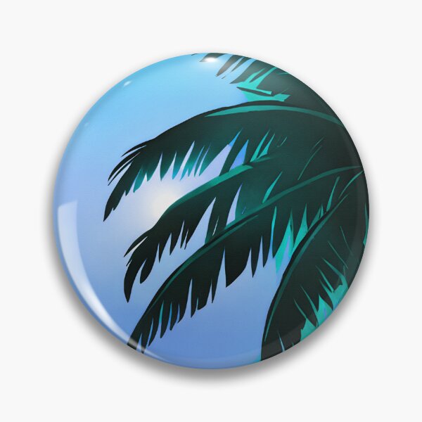 Item preview, Retro Moon and Palm Trees Cyan Turquoise Beach Style AI Art designed and sold by Beachy.
