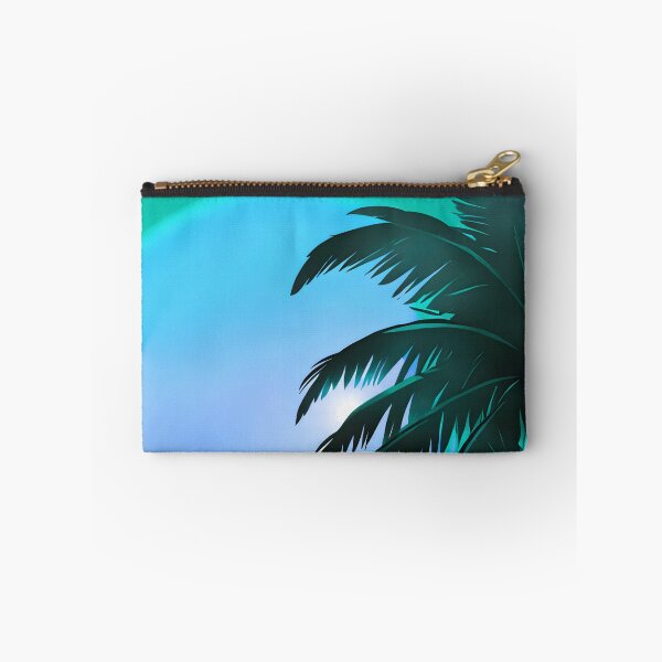 Item preview, Retro Moon and Palm Trees Cyan Turquoise Beach Style AI Art designed and sold by Beachy.