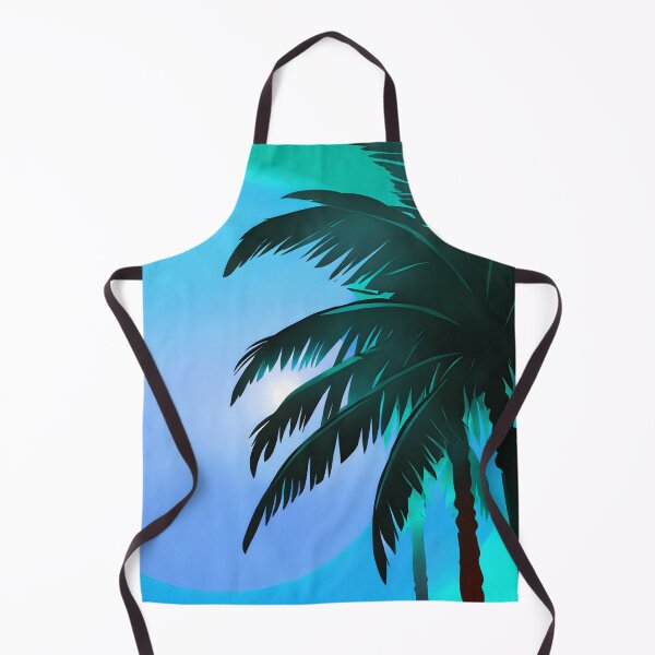 Item preview, Retro Moon and Palm Trees Cyan Turquoise Beach Style AI Art designed and sold by Beachy.