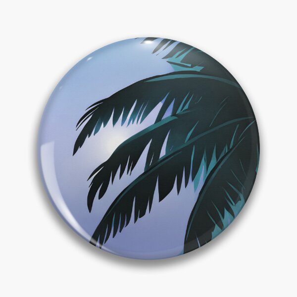 Item preview, Retro Moon and Palm Trees Dusty Blue Dusty Turquoise AI Art designed and sold by Beachy.