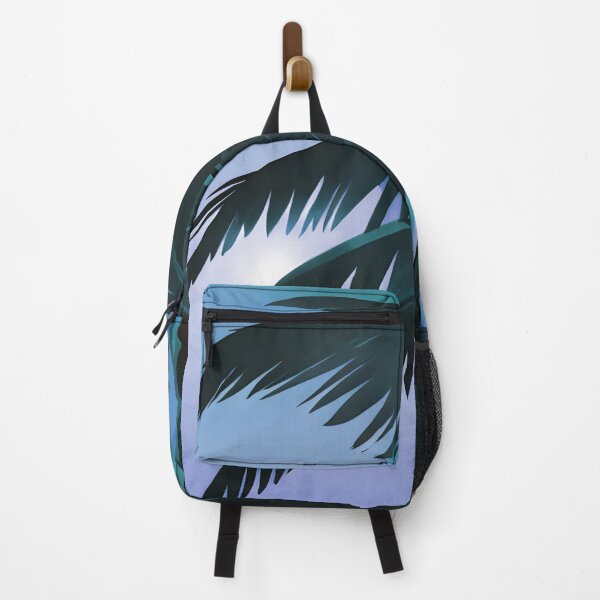 Item preview, Retro Moon and Palm Trees Dusty Blue Dusty Turquoise AI Art designed and sold by Beachy.