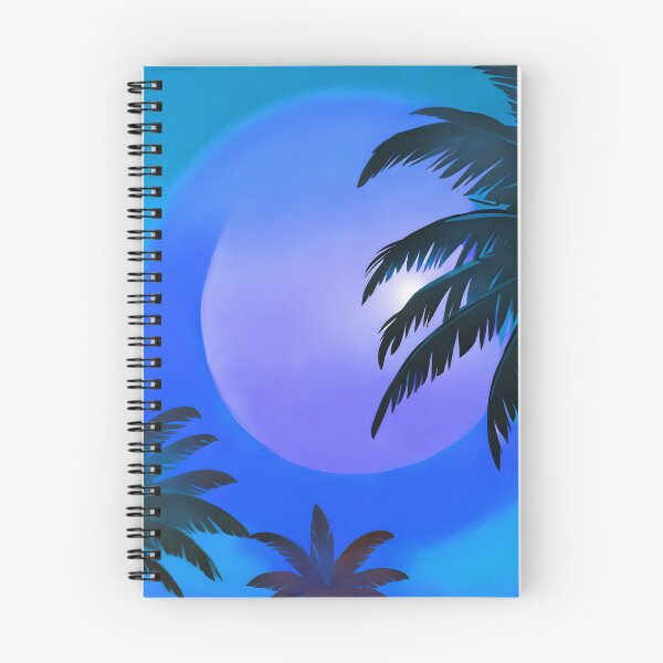 Item preview, Retro Moon and Palm Trees Turquoise Blue Beach Style AI Art designed and sold by Beachy.