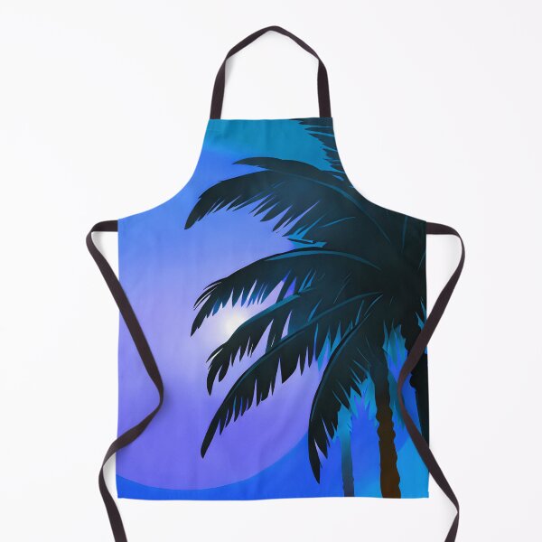 Item preview, Retro Moon and Palm Trees Turquoise Blue Beach Style AI Art designed and sold by Beachy.
