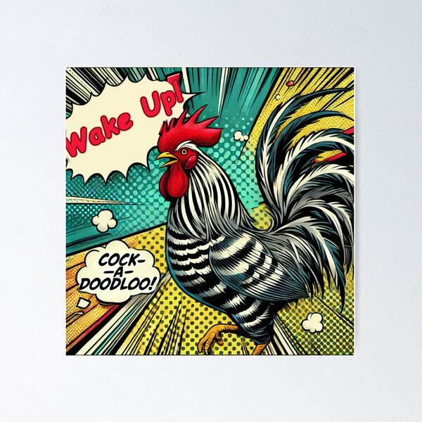 Item preview, Retro 50's Comic-Style Rooster designed and sold by PlasticAuto.