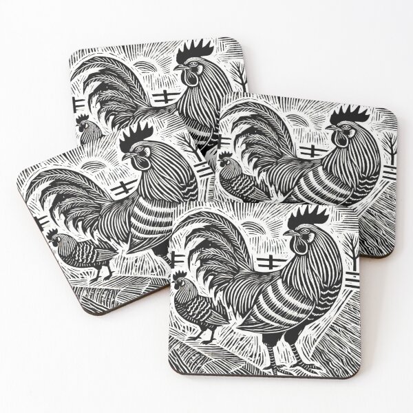 Item preview, Rustic Rooster in Linocut Style designed and sold by PlasticAuto.