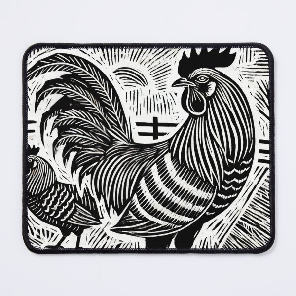 Item preview, Rustic Rooster in Linocut Style designed and sold by PlasticAuto.
