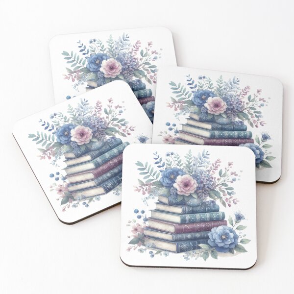Item preview, Book Pile With Flowers Pink Blue Purple designed and sold by Mermaid's Whimsy.