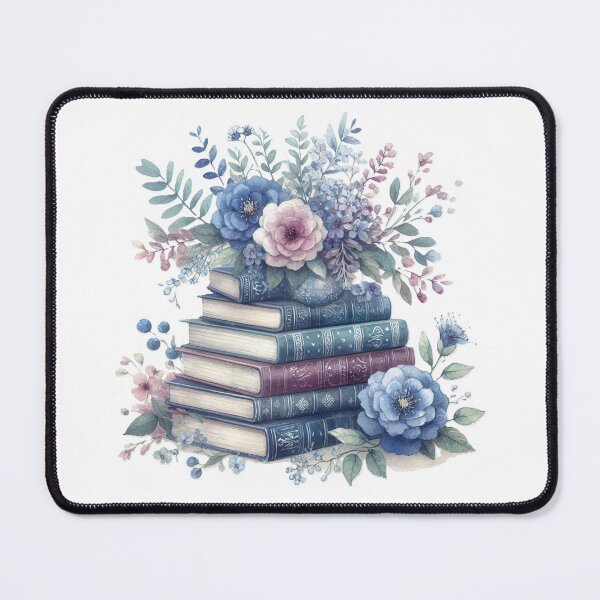 Item preview, Book Pile With Flowers Pink Blue Purple designed and sold by Mermaid's Whimsy.