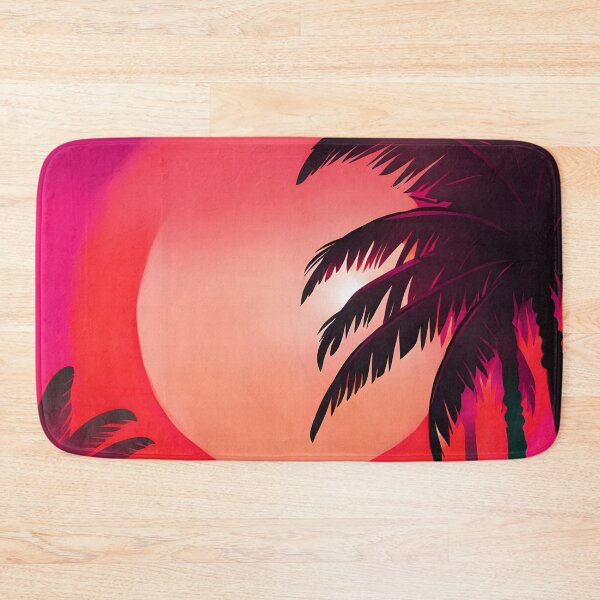 Item preview, Retro Sun and Palm Trees Pink Red AI Art designed and sold by Beachy.
