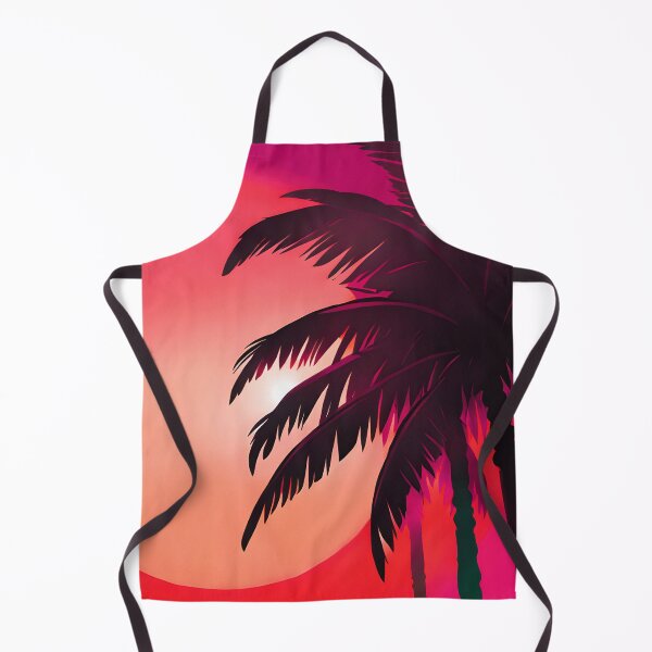 Item preview, Retro Sun and Palm Trees Pink Red AI Art designed and sold by Beachy.