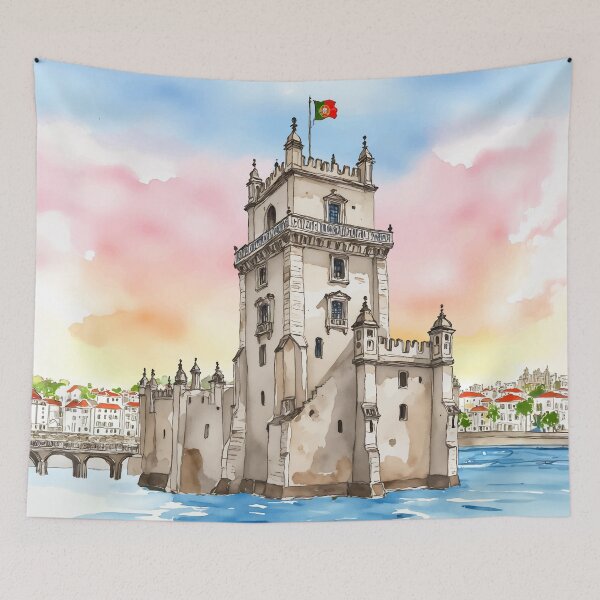 Item preview, Belem Tower Lisbon Portugal Watercolor designed and sold by Magnolia Valley Art.