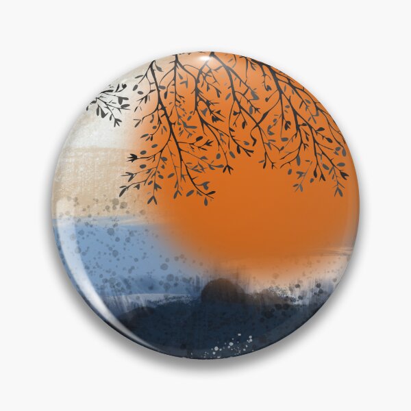 Item preview, Teal and orange landscape painting, Japandi minimalist abstract watercolor birds landscape painting,  brush stokes,  muted color palette,  minimalist modern decor posters designed and sold by navitalidesign.