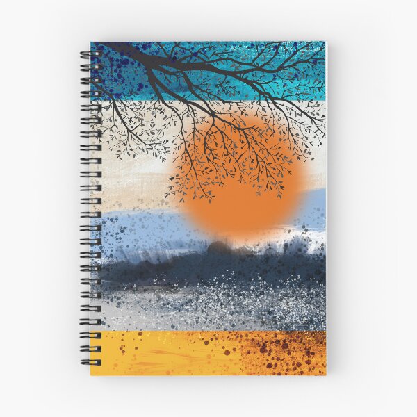 Item preview, Teal and orange landscape painting, Japandi minimalist abstract watercolor birds landscape painting,  brush stokes,  muted color palette,  minimalist modern decor posters designed and sold by navitalidesign.